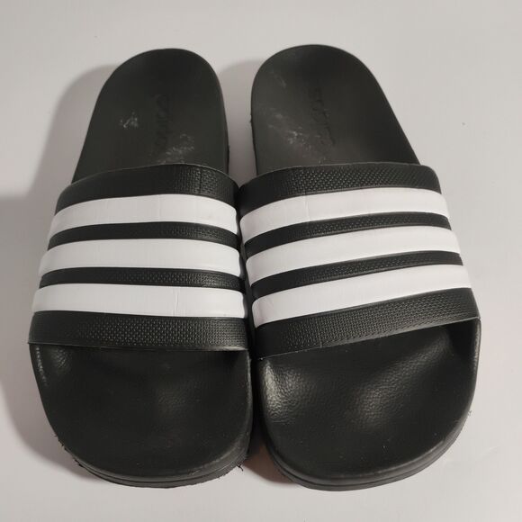 Adidas cloudfoam triple stripe black and white slides slip ons sandals men's 11 - Picture 12 of 15